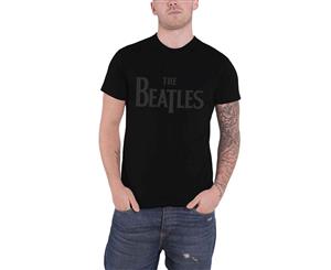 The Beatles T Shirt Vintage Drop T Logo Hi-Build Design Official Mens - Black