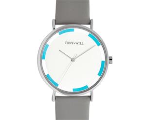 Tony+Will Women's 42mm Space Leather Watch - Grey/White/Blue