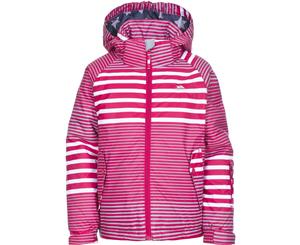Trespass Girls Oakle Waterproof Breathable Windproof Ski Jacket Coat - Raspberry / White / Platinum