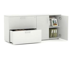 Uniform - Small 2 Drawer Lateral File - 2 Door Cupboard White Handle - white