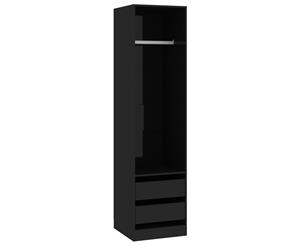 Wardrobe with Drawers High Gloss Black 50x50x200cm Chipboard Closet