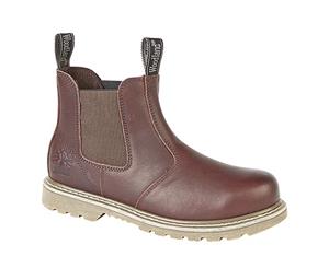 Woodland Mens Tumbled Leather Gusset Chelsea Boots (Dark Brown) - DF761