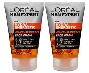 2 x L'Oral Paris Men Expert Hydra Energetic Wake-Up Effect Face Wash 100mL