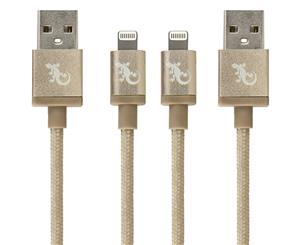 2PK Gecko MDI Lightning USB Charging Cable Data Sync for iPad/iPhone X/XS Gold