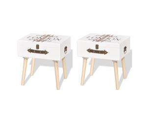 2x Bedside Cabinets 40x30x41.5cm White Bedroom Nightstand Chest Table