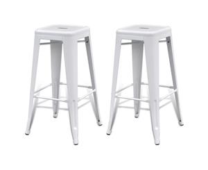 2x Counter Bar Stool Steel High Chair White Kitchen Dining Cafe Modern