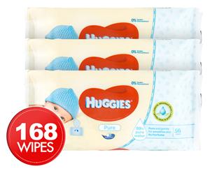 3 x Huggies Baby Pure Wipes 56pk