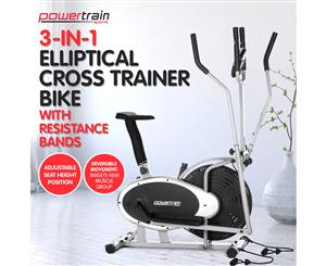 3-in-1 Elliptical Cross Trainer Exercise Bike w/ Resistance Bands