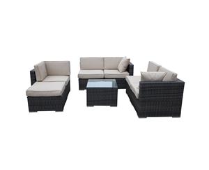 7PC Set Outdoor Rattan Wicker Furniture Brown Weave Sofa Garden Couch Lounge