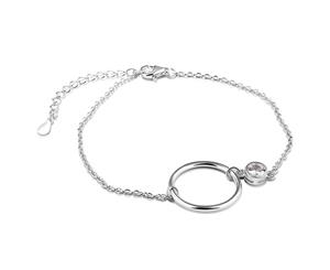 .925 Sterling Silver Circle Of Grace Bracelet-Silver/Clear