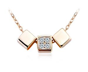 .925 Sterling Silver Triple Desire Necklace-Gold/Clear