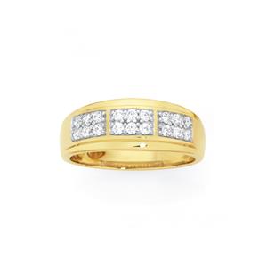 9ct Gold Cubic Zirconia Gents Ring