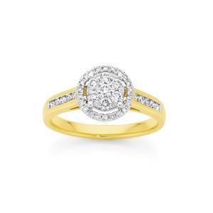 9ct Gold Diamond Cluster Halo Ring