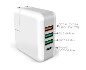 AC Wall Charger with Qualcomm 3.0 - includes Type C output