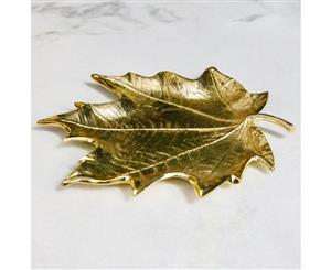 AUTUMN Small 31cm Long Decorative Leaf - Brass