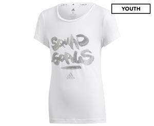 Adidas Girls' Squad Goals Tee / T-Shirt / Tshirt - White