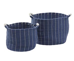 Amalfi 2-Pc Adira Cotton Nested Decorative Storage Holder Basket Set Blue