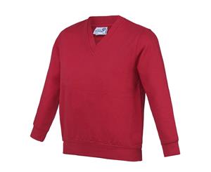 Awdis Academy Childrens/Kids Junior V Neck School Jumper/Sweatshirt (Red) - RW3925