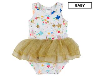 Bonds Baby Girls' Stretchies Tutu Onesie Dress - White/Sequin Print