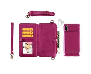 Catzon Samsung 4 in 1 Multi-function TPU Phone Case Wallet-case Shoulder/Hand/Messager bag -Pink