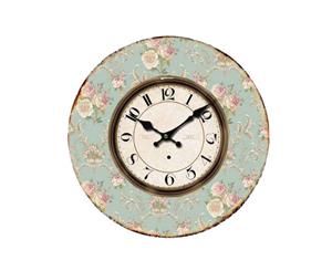 Clock French Country Vintage Wall BLUE FLORAL 2 Clocks Time 34cm