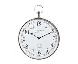 DANIEL & ASHLEY Small 40cm Round Wall Clock with Nickel Surround and White Face