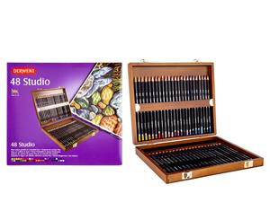 Derwent 48-Piece Studio Pencil Set w/ Wooden Box - Multi