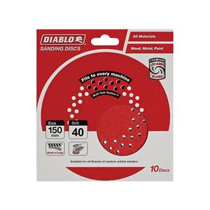 Diablo 150mm 40 Grit Multi Surface Orbital Sanding Discs - 10 Pack