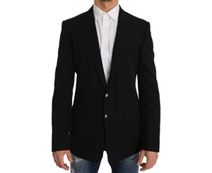 Dolce & Gabbana Black Wool Martini Coat Of Arms Blazer Jacket