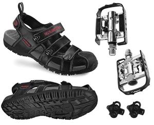 EXUSTAR Unisex E-SS503 Trekking Outdoor Bicycle Sandals with Wellgo C002 Pedals Black