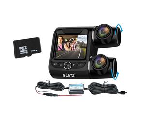 Elinz Dash Cam Dual Camera Car 1700 1296P 2.0 LCD Uber Taxi Hardwire Kit Charger 32GB