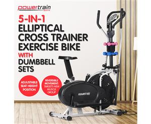 Elliptical Cross Trainer Exercise Bike w/ Dumbbells Resistance Bands
