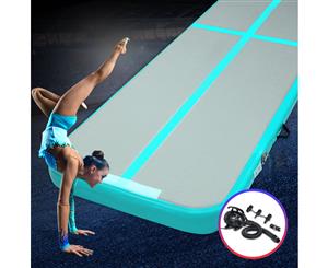 Everfit 3X0.5M Airtrack Inflatable Air Track Tumbling Mat Pump Floor Gymnastics Mint & Grey