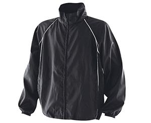 Finden & Hales Kids Unisex Piped Showerproof Training Jacket / Outerwear Sports (Black/Black/White) - RW441