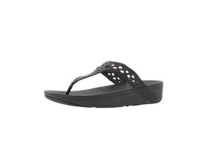 Fitflop Womens Lottie Wicker Faux Leather Thong Slide Sandals