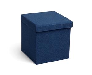 Folding Square Storage Ottoman - blue