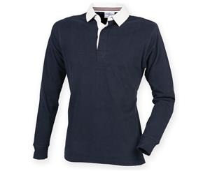 Front Row Mens Premium Long Sleeve Rugby Shirt/Top (Navy) - RW4169