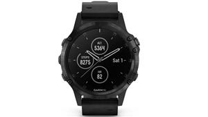 Garmin Fenix 5 Plus Sapphire Edition GPS Smart Watch - Black Case with Black Leather Band