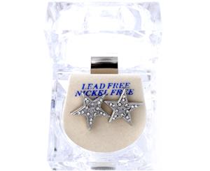 Iced Out Bling Earrings Box - DOUBLE STAR - Silver