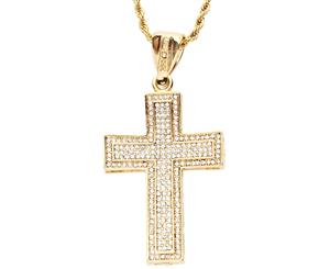 Iced Out Bling Hip Hop Chain - PAVE CROSS gold - Gold