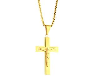 Iced Out Stainless Steel Pendant Chain - Jesus Cross gold - Gold