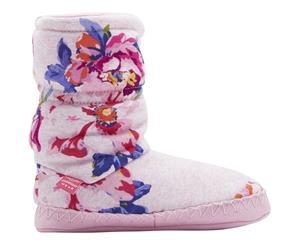 Joules Girls Jnrpadbtg Super Soft Slippersock Slipper Boots - Pink Marl Granny Floral