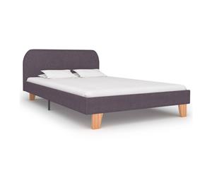 King Bed Frame Taupe Fabric Mattress Platform Bedroom Base Furniture