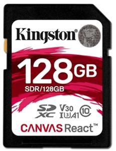 Kingston Canvas React (SDR/128GB) 128GB SDXC Class10 UHS-I U3 V30 Card