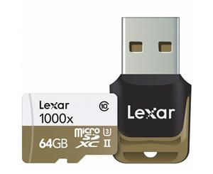 Lexar Professional 1000x 64GB microSDXC UHS-II Card 150MB/s with USB 3.0 Reader LSDMI64GCBAP1000R