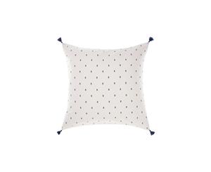 Linen House Anika Micro Print Tassel Cotton European Pillow Case White & Blue