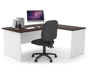 Litewall Panel - L-Shaped Corner Panel Office Desk White Leg [1600L x 1550W] - wenge none