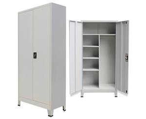 Locker Cabinet with 2 Doors Steel 90x40x180cm Grey Office Sideboard