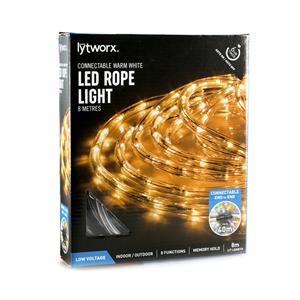 Lytworx 8m Warm White LED Connectable Rope Light With Timer