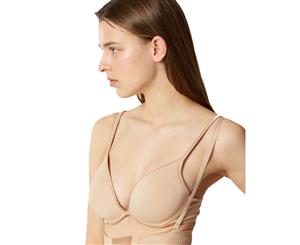Maison Lejaby 5537M-389 Nuage Pur Power Skin Beige Satin Padded Underwired Full Cup Bra